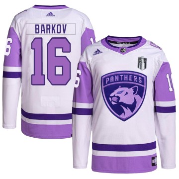 Authentic Adidas Men's Aleksander Barkov Florida Panthers Hockey Fights Cancer Primegreen 2023 Stanley Cup Final Jersey - White/