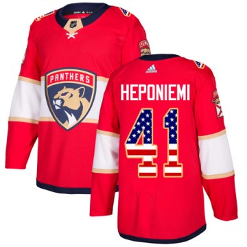 Authentic Adidas Men's Aleksi Heponiemi Florida Panthers USA Flag Fashion Jersey - Red