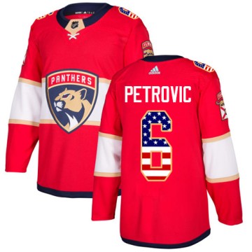Authentic Adidas Men's Alex Petrovic Florida Panthers USA Flag Fashion Jersey - Red
