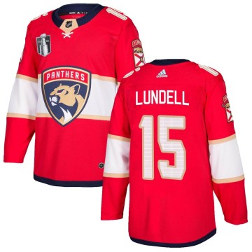 Authentic Adidas Men's Anton Lundell Florida Panthers Home 2023 Stanley Cup Final Jersey - Red