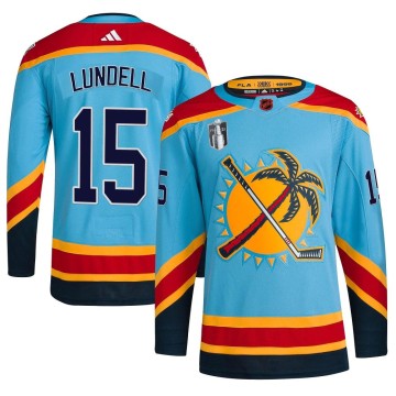 Authentic Adidas Men's Anton Lundell Florida Panthers Reverse Retro 2.0 2023 Stanley Cup Final Jersey - Light Blue
