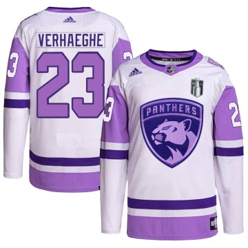 Authentic Adidas Men's Carter Verhaeghe Florida Panthers Hockey Fights Cancer Primegreen 2023 Stanley Cup Final Jersey - White/P