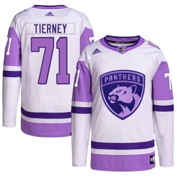 Authentic Adidas Men's Chris Tierney Florida Panthers Hockey Fights Cancer Primegreen Jersey - White/Purple
