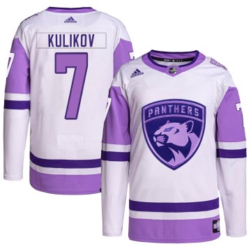 Authentic Adidas Men's Dmitry Kulikov Florida Panthers Hockey Fights Cancer Primegreen Jersey - White/Purple