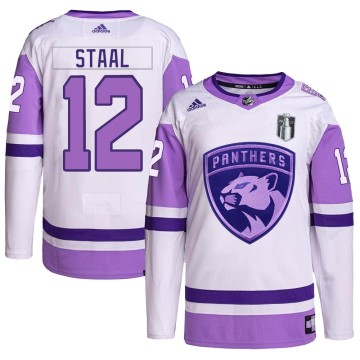 Authentic Adidas Men's Eric Staal Florida Panthers Hockey Fights Cancer Primegreen 2023 Stanley Cup Final Jersey - White/Purple
