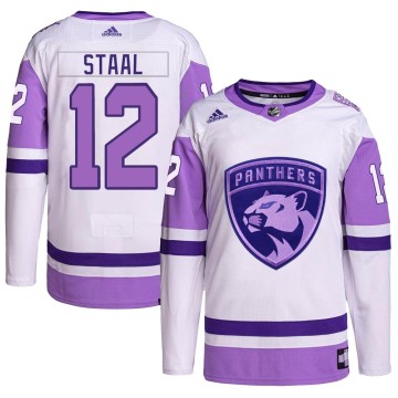 Authentic Adidas Men's Eric Staal Florida Panthers Hockey Fights Cancer Primegreen Jersey - White/Purple
