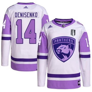 Authentic Adidas Men's Grigori Denisenko Florida Panthers Hockey Fights Cancer Primegreen 2023 Stanley Cup Final Jersey - White/