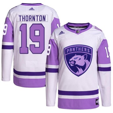 Authentic Adidas Men's Joe Thornton Florida Panthers Hockey Fights Cancer Primegreen Jersey - White/Purple
