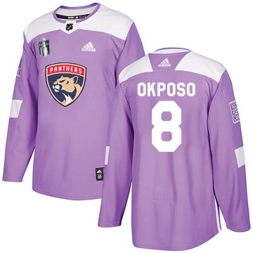 Authentic Adidas Men's Kyle Okposo Florida Panthers Fights Cancer Practice 2023 Stanley Cup Final Jersey - Purple