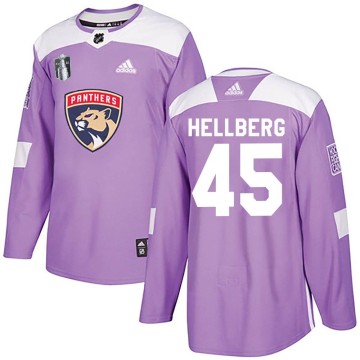 Authentic Adidas Men's Magnus Hellberg Florida Panthers Fights Cancer Practice 2023 Stanley Cup Final Jersey - Purple