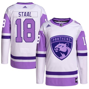 Authentic Adidas Men's Marc Staal Florida Panthers Hockey Fights Cancer Primegreen Jersey - White/Purple