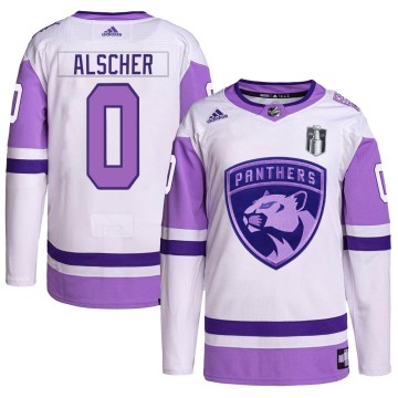 Authentic Adidas Men's Marek Alscher Florida Panthers Hockey Fights Cancer Primegreen 2023 Stanley Cup Final Jersey - White/Purp