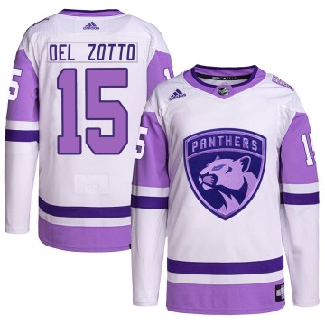 Authentic Adidas Men's Michael Del Zotto Florida Panthers Hockey Fights Cancer Primegreen Jersey - White/Purple
