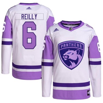 Authentic Adidas Men's Mike Reilly Florida Panthers Hockey Fights Cancer Primegreen Jersey - White/Purple