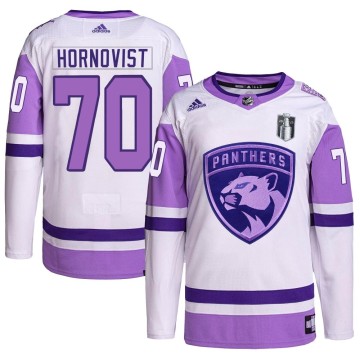 Authentic Adidas Men's Patric Hornqvist Florida Panthers Hockey Fights Cancer Primegreen 2023 Stanley Cup Final Jersey - White/P