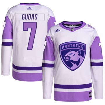 Authentic Adidas Men's Radko Gudas Florida Panthers Hockey Fights Cancer Primegreen Jersey - White/Purple
