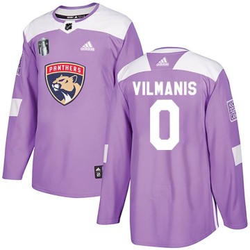Authentic Adidas Men's Sandis Vilmanis Florida Panthers Fights Cancer Practice 2023 Stanley Cup Final Jersey - Purple
