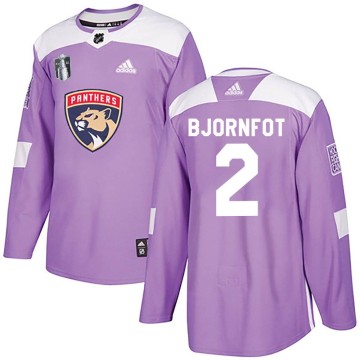 Authentic Adidas Men's Tobias Bjornfot Florida Panthers Fights Cancer Practice 2023 Stanley Cup Final Jersey - Purple