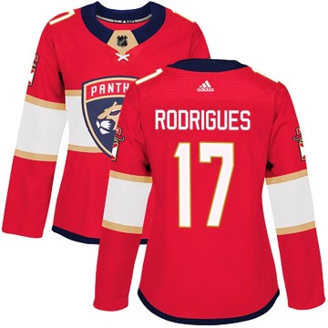 Authentic Adidas Women's Evan Rodrigues Florida Panthers Home Jersey - Red