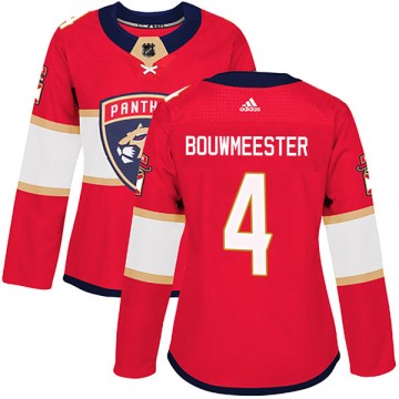 Authentic Adidas Women's Jay Bouwmeester Florida Panthers Home Jersey - Red