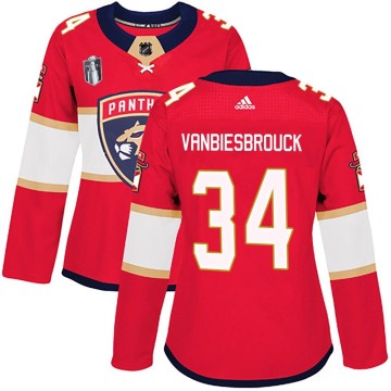 Authentic Adidas Women's John Vanbiesbrouck Florida Panthers Home 2023 Stanley Cup Final Jersey - Red