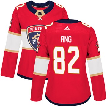 Authentic Adidas Women's Jonathan Ang Florida Panthers Home Jersey - Red