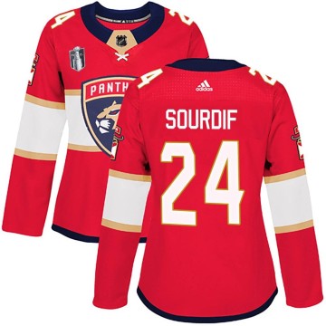 Authentic Adidas Women's Justin Sourdif Florida Panthers Home 2023 Stanley Cup Final Jersey - Red