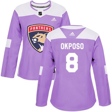 Authentic Adidas Women's Kyle Okposo Florida Panthers Fights Cancer Practice Jersey - Purple