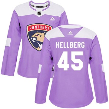 Authentic Adidas Women's Magnus Hellberg Florida Panthers Fights Cancer Practice Jersey - Purple