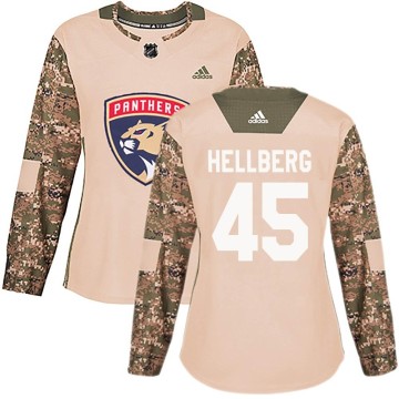 Authentic Adidas Women's Magnus Hellberg Florida Panthers Veterans Day Practice Jersey - Camo
