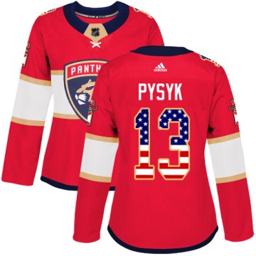 Authentic Adidas Women's Mark Pysyk Florida Panthers USA Flag Fashion Jersey - Red