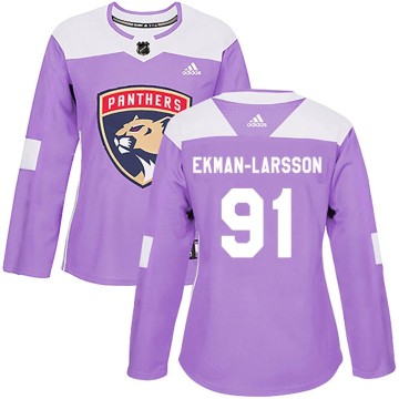 Authentic Adidas Women's Oliver Ekman-Larsson Florida Panthers Fights Cancer Practice Jersey - Purple