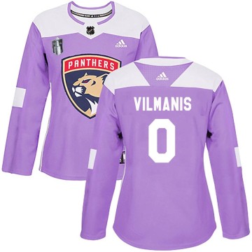 Authentic Adidas Women's Sandis Vilmanis Florida Panthers Fights Cancer Practice 2023 Stanley Cup Final Jersey - Purple