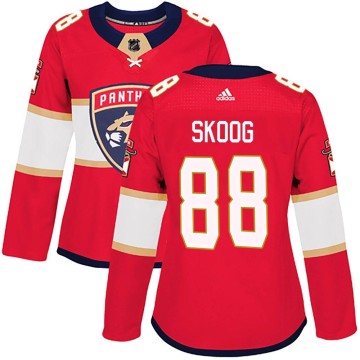 Authentic Adidas Women's Wilmer Skoog Florida Panthers Home Jersey - Red