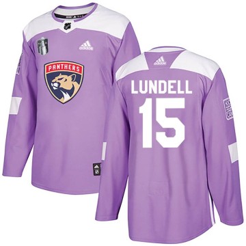 Authentic Adidas Youth Anton Lundell Florida Panthers Fights Cancer Practice 2023 Stanley Cup Final Jersey - Purple