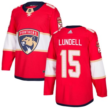 Authentic Adidas Youth Anton Lundell Florida Panthers Home Jersey - Red