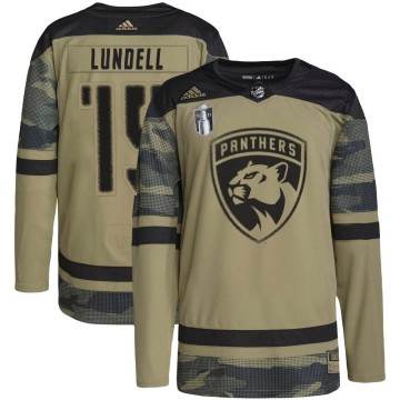 Authentic Adidas Youth Anton Lundell Florida Panthers Military Appreciation Practice 2023 Stanley Cup Final Jersey - Camo