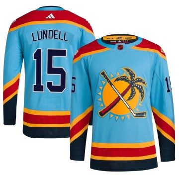 Authentic Adidas Youth Anton Lundell Florida Panthers Reverse Retro 2.0 Jersey - Light Blue