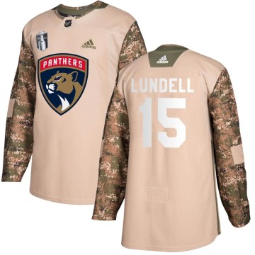 Authentic Adidas Youth Anton Lundell Florida Panthers Veterans Day Practice 2023 Stanley Cup Final Jersey - Camo