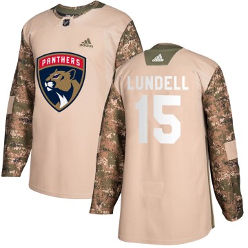 Authentic Adidas Youth Anton Lundell Florida Panthers Veterans Day Practice Jersey - Camo