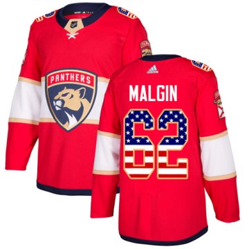 Authentic Adidas Youth Denis Malgin Florida Panthers USA Flag Fashion Jersey - Red