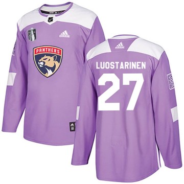 Authentic Adidas Youth Eetu Luostarinen Florida Panthers Fights Cancer Practice 2023 Stanley Cup Final Jersey - Purple
