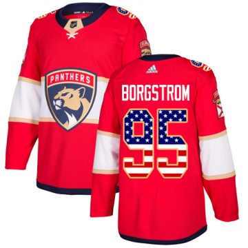 Authentic Adidas Youth Henrik Borgstrom Florida Panthers USA Flag Fashion Jersey - Red