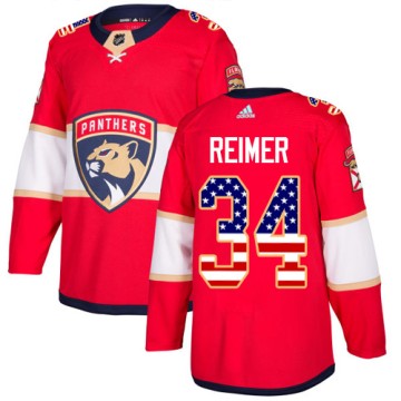 Authentic Adidas Youth James Reimer Florida Panthers USA Flag Fashion Jersey - Red