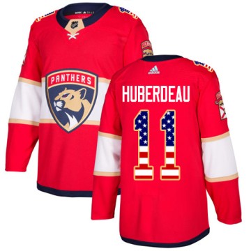 Authentic Adidas Youth Jonathan Huberdeau Florida Panthers USA Flag Fashion Jersey - Red