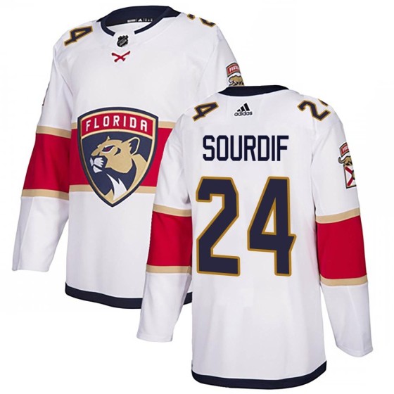 Authentic Adidas Youth Justin Sourdif Florida Panthers Away Jersey - White