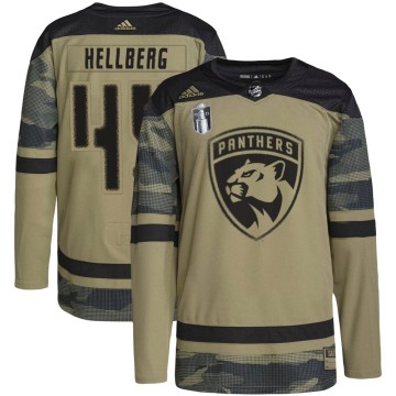 Authentic Adidas Youth Magnus Hellberg Florida Panthers Military Appreciation Practice 2023 Stanley Cup Final Jersey - Camo