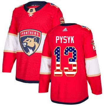 Authentic Adidas Youth Mark Pysyk Florida Panthers USA Flag Fashion Jersey - Red