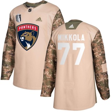 Authentic Adidas Youth Niko Mikkola Florida Panthers Veterans Day Practice 2023 Stanley Cup Final Jersey - Camo