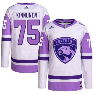 Authentic Adidas Youth Santtu Kinnunen Florida Panthers Hockey Fights Cancer Primegreen Jersey - White/Purple